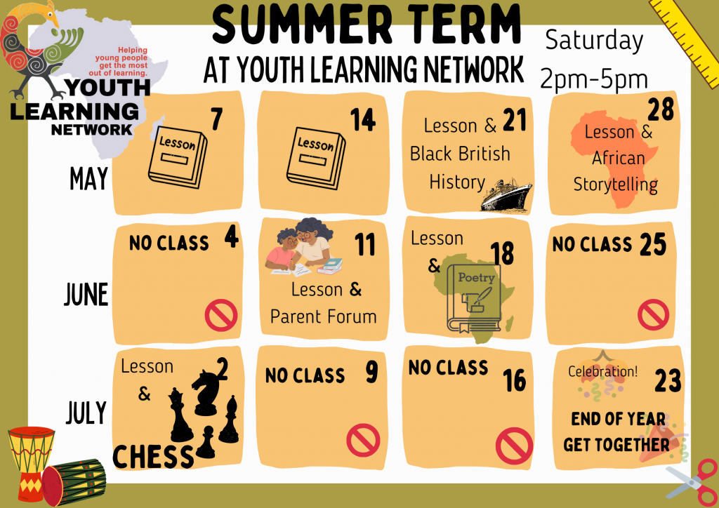 Calendar For Youth Learning Network Summer Term 2022